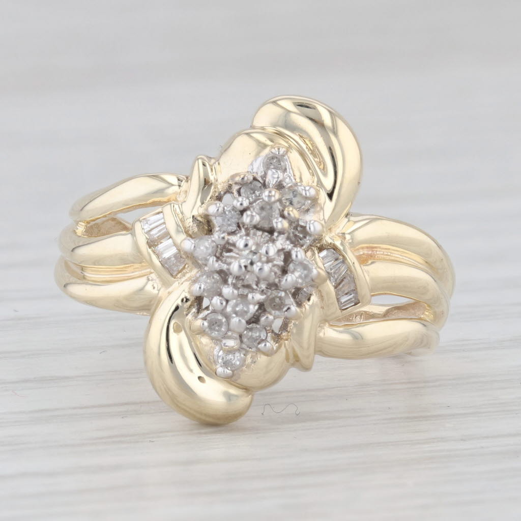 0.13ctw Diamond Cluster Ring 10k Yellow Gold Size 7.25