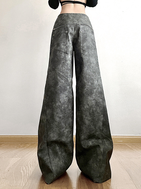 Loose Wide Leg High-Waisted Split-Joint Zipper Pants Trousers