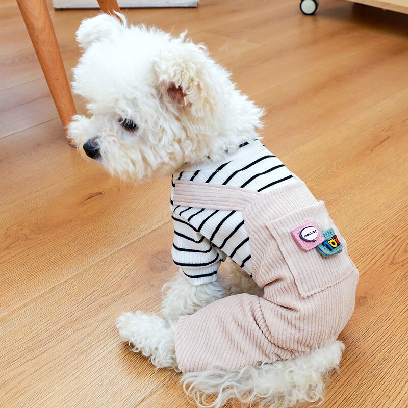 Striped Pocket Puppy Jumpsuits