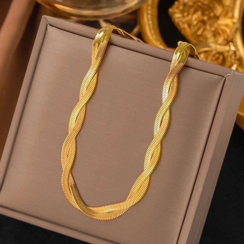 304 Stainless Steel 18K Gold Plated Rose Gold Plated Streetwear Plating Solid Color Layered Necklaces
