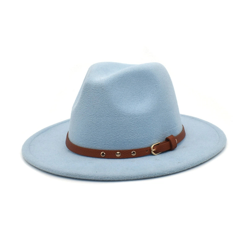 Autumn And Winter New Woolen Jazz Hat Women's Outdoor Travel Fedora Hat Men's Hat Top Hat