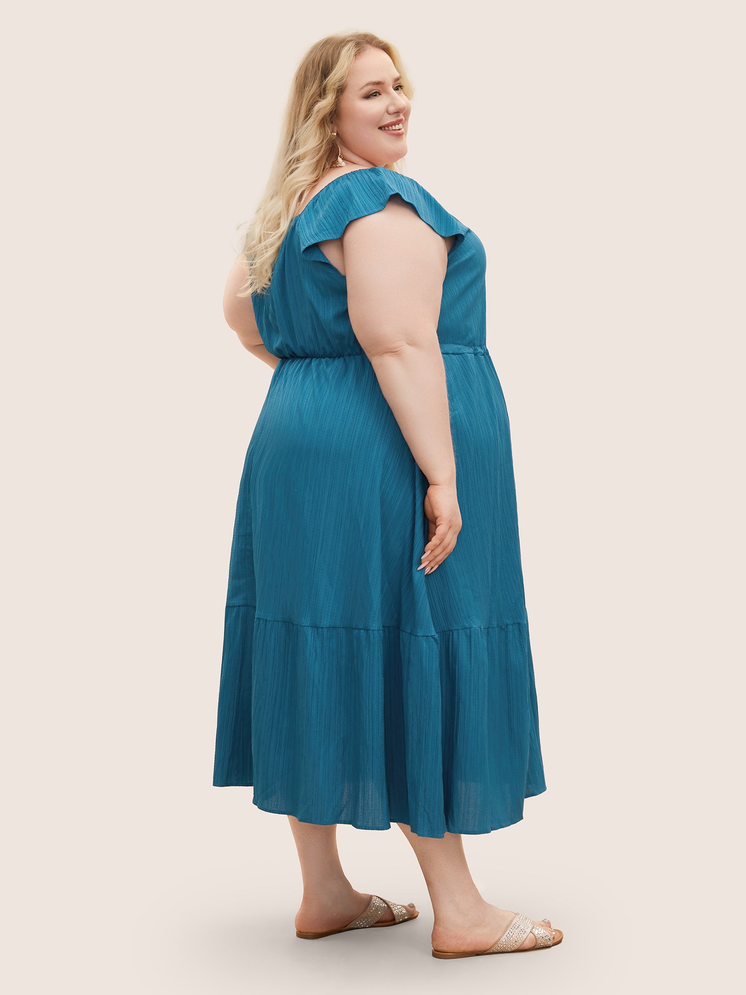 Texture Drawstring Tie Knot Tassels Dress
