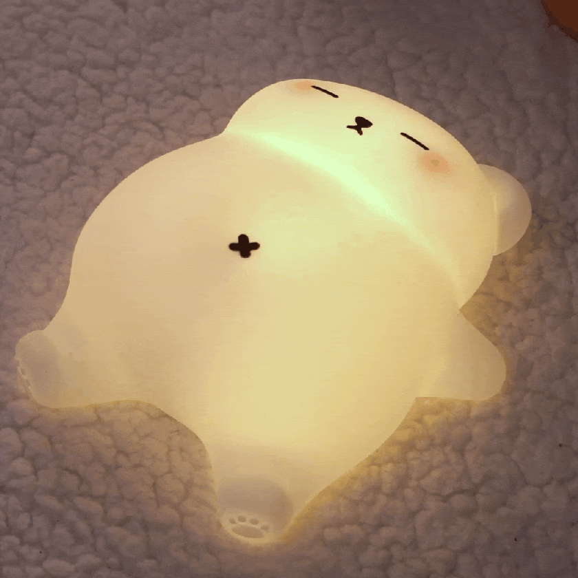 Breathing Bear Snuggly  Squishy Silicone Sleeping Companion Sound LED Night Light Perfect Gift