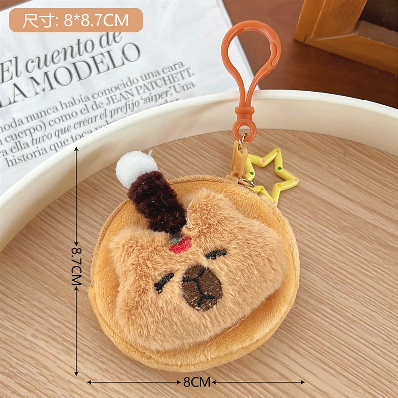 Unisex Animal Capybara Plush Side Zipper Coin Purses