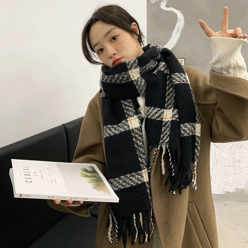 Couple Plaid Scarf Women's Autumn And Winter  Versatile Student Shawl Warm Scarf Men's Fashion