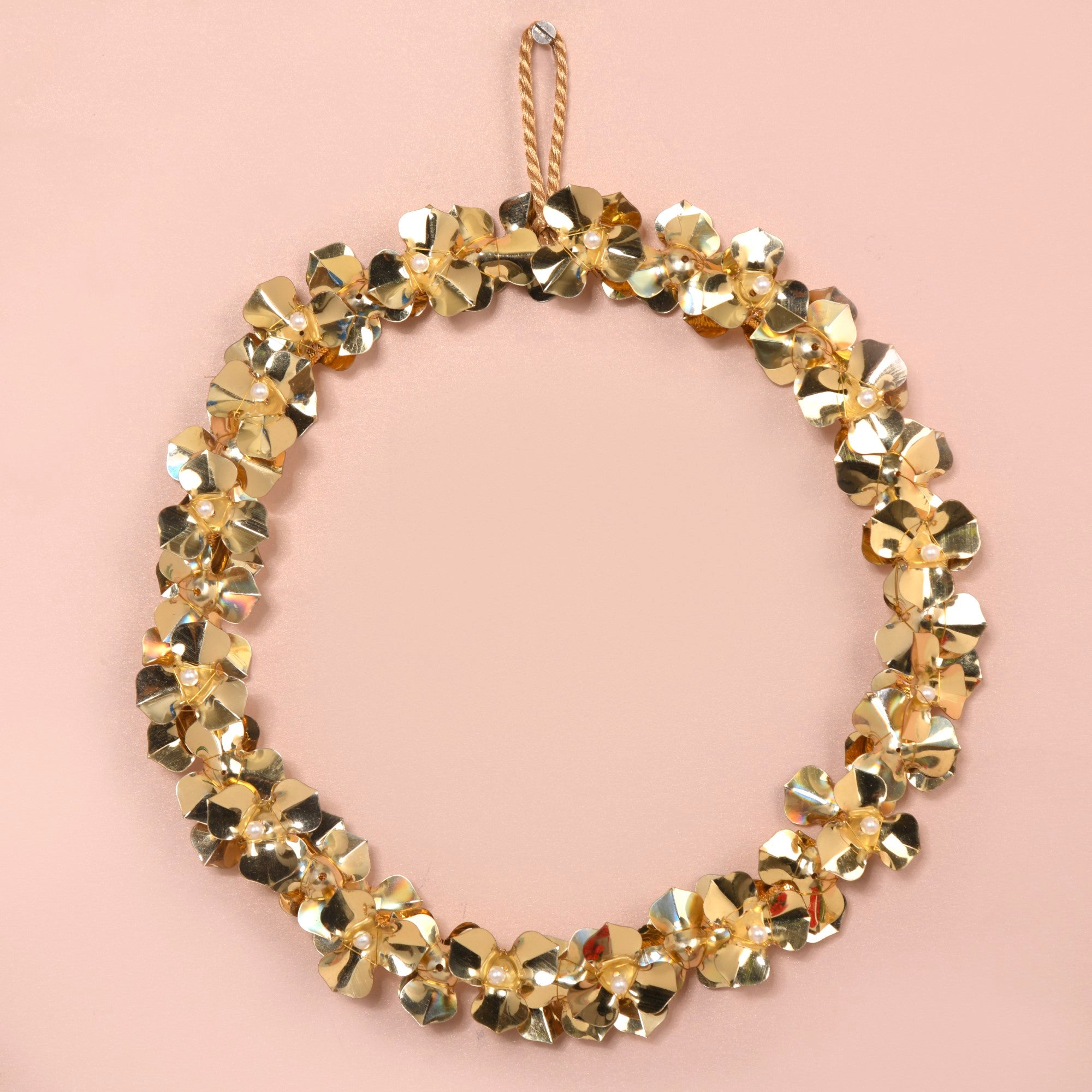 Wall Hanging Gold Flower Wreath Set Of 2 8 Inch