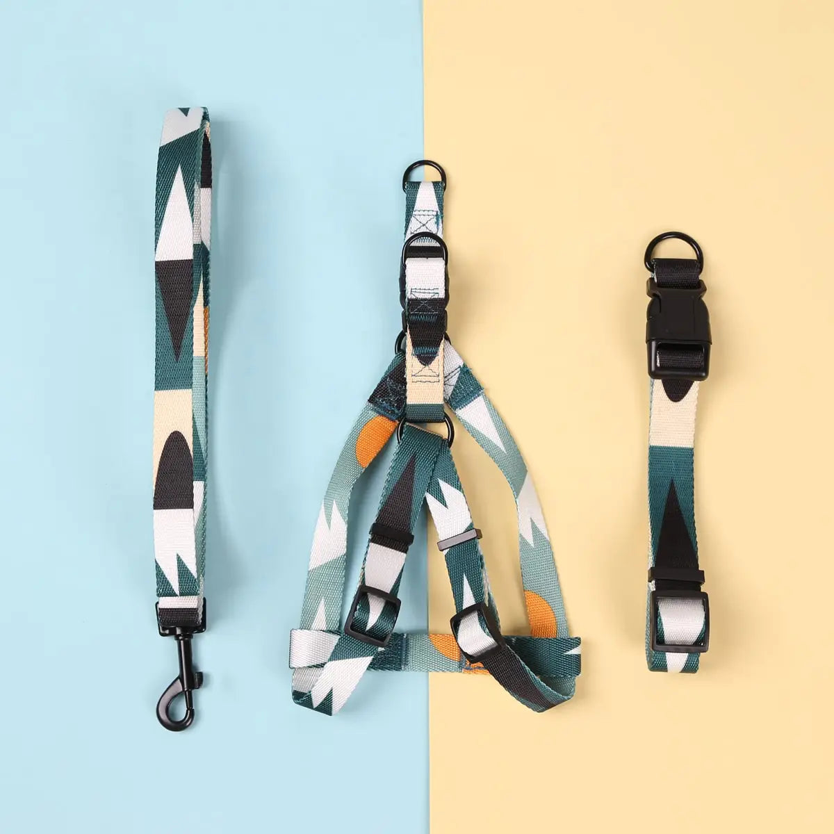 Adjustable Abstract Dog Harness & Leash