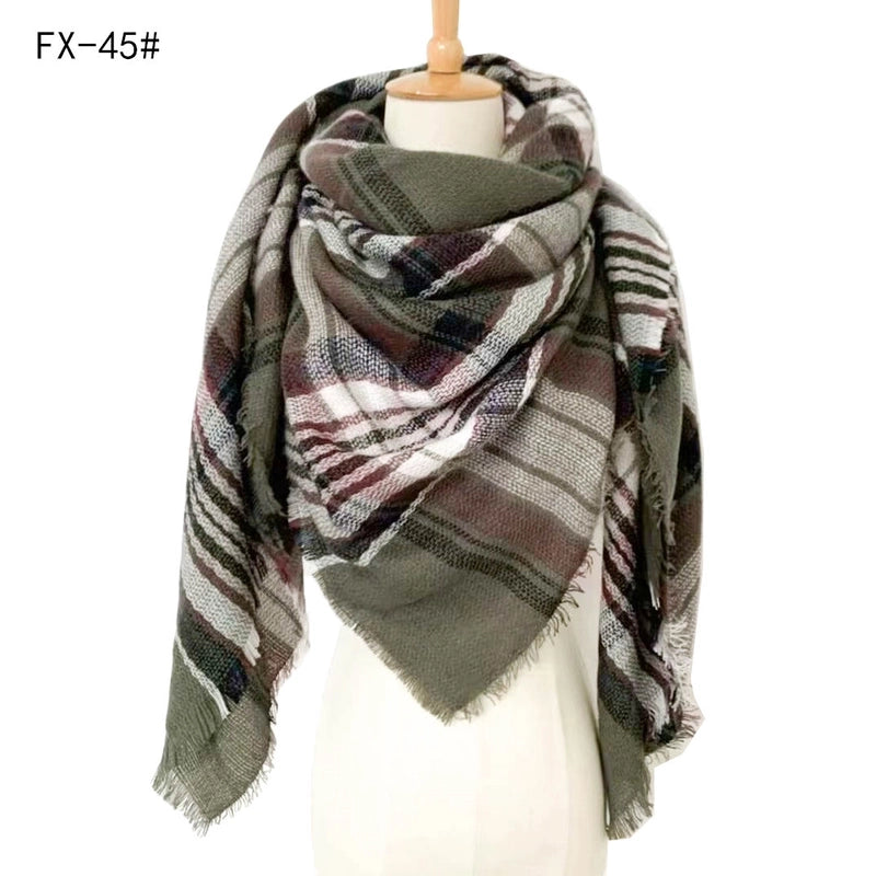 Autumn And Winter New Scarf Cashmere Acrylic Black Beige Plaid Square Scarf Women's Shawl