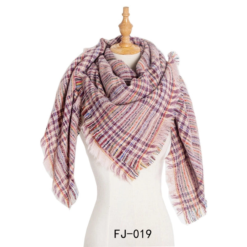 Autumn And Winter New Ring Yarn Thickened Double-sided Lattice Prick Scarf Scarf Women's Scarf Shawl Manufacturers