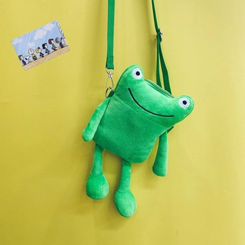 Women's Small Cotton Plush Animal Cute Square Zipper Crossbody Bag