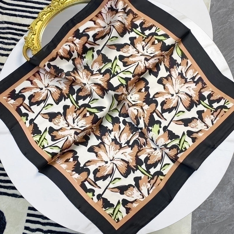 Women's Sweet Flower South  Satin Silk Scarves