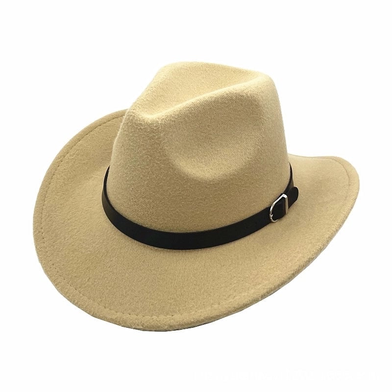 Felt Top Hat Curved Edge Classic Belt Buckle Panama Hat Gentleman Hat Sun Protection Sun Hat One-piece Delivery