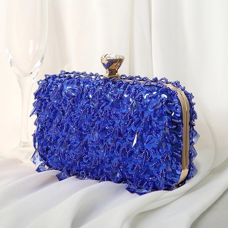 Red Purple Green Iron Solid Color Beading Evening Bags