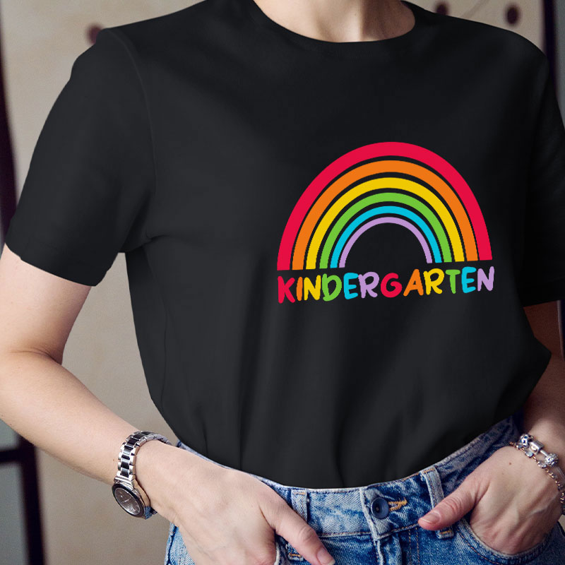 Personalized Grade Rainbow Teacher T-Shirt