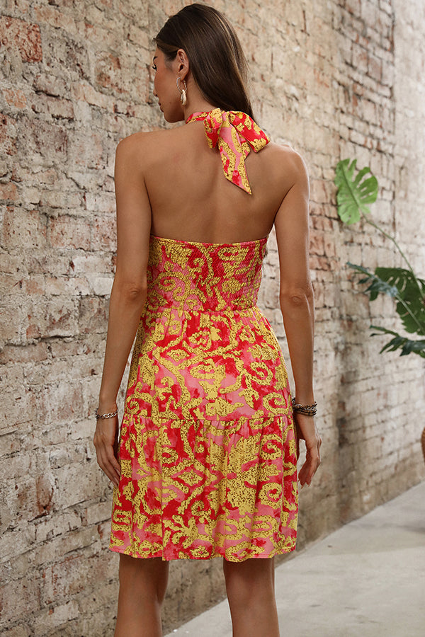 Fashion Halter Neck Sleeveless Casual Dress