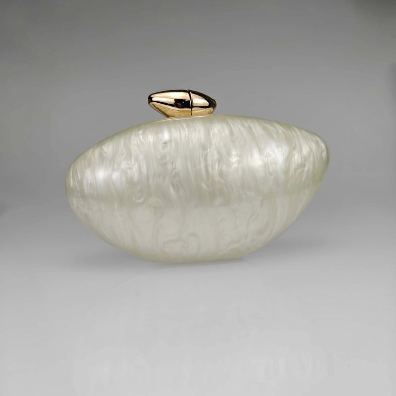 Rose Red Coffee Arylic Marble Oval Evening Bags