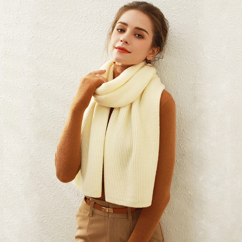 Women's Basic Minimalist Solid Color Acrylic Knit Scarf