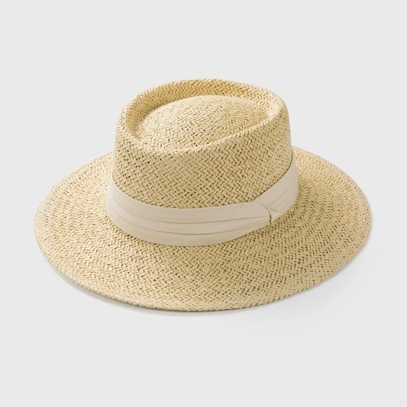 Version Of Straw Woven Concave Top Hat Spring And Summer Sunscreen Sunshade Top Hat