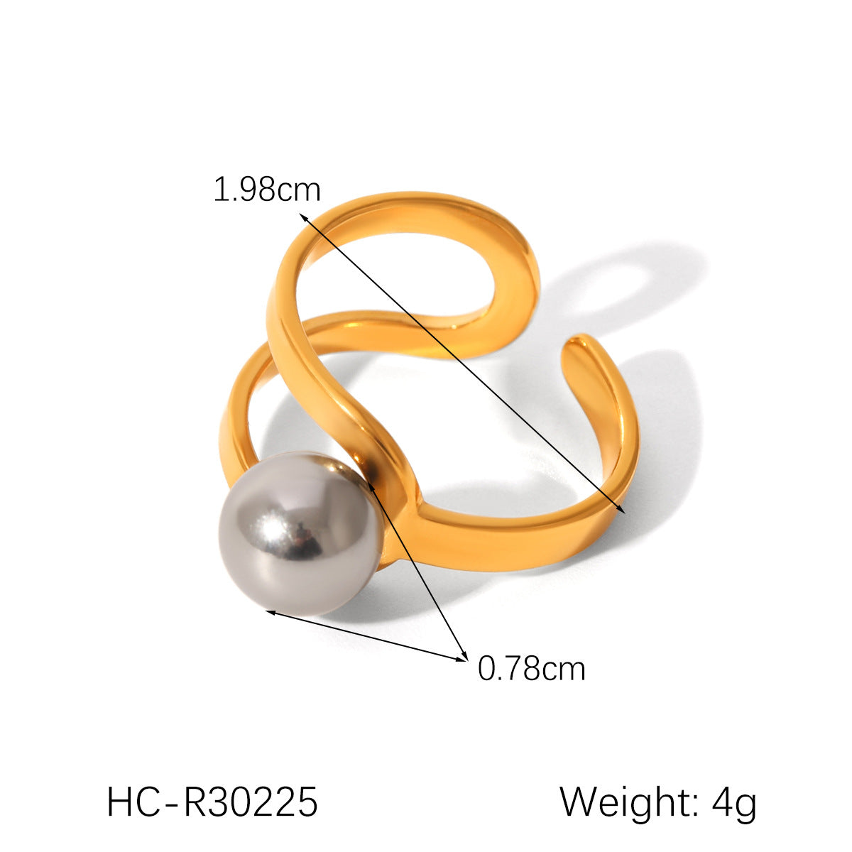 Ins Style Exaggerated Stainless Steel 18K Gold-Plated Ring Female Titanium Steel Ring Hand Jewelry