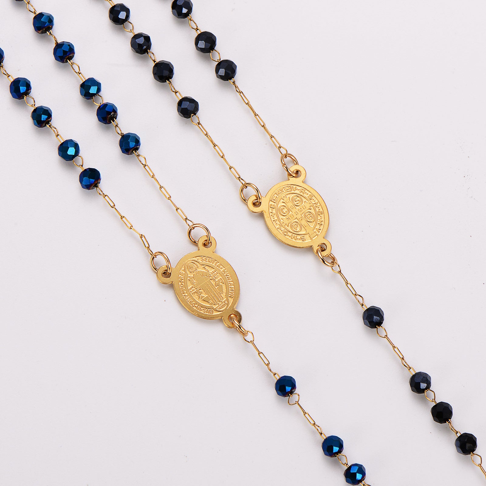 Aml Stainless Steel Vintage Oval Cross Bead Necklace
