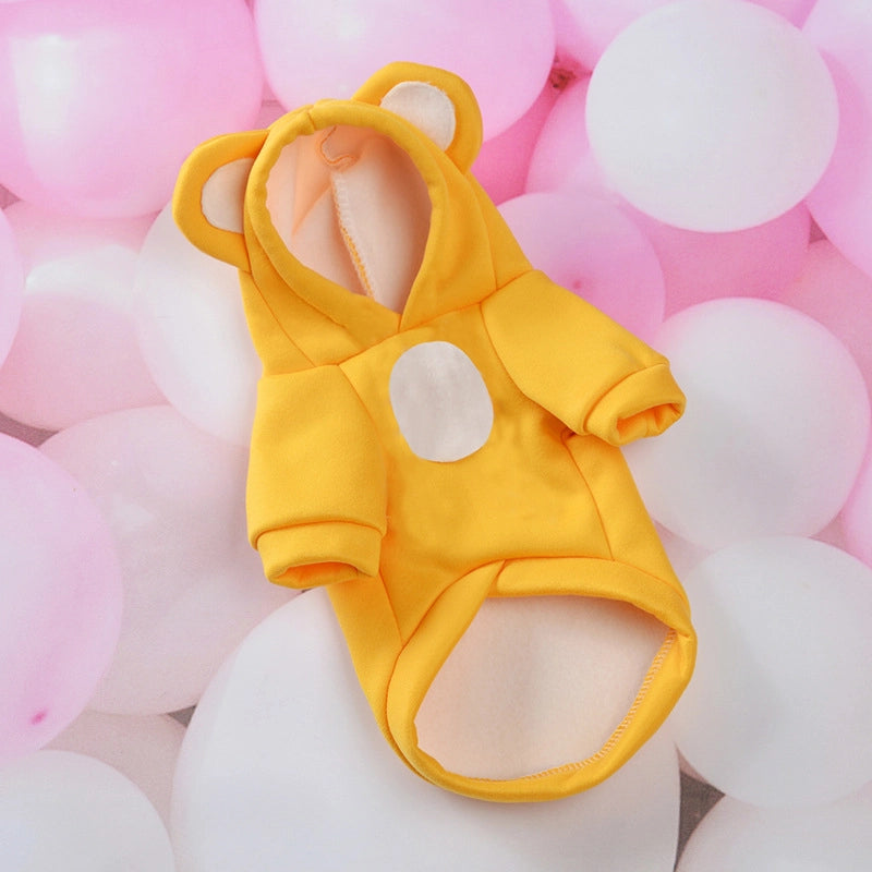 Autumn And Winter New Pet Cute Transformation Clothes Small Dog Bear Ears Dog Clothes Fleece-lined Warm Teddy Bear