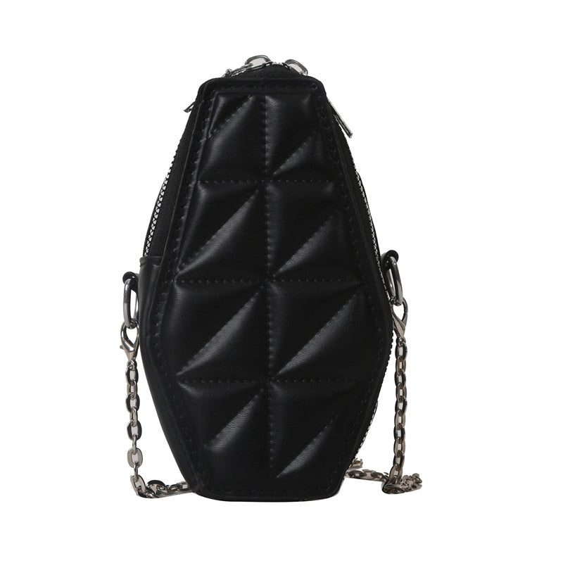 Women's Small All Seasons Pu Leather Argyle Elegant Square Zipper Shoulder Bag Square Bag Chain Bag