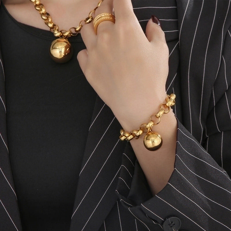 Hip-hop Geometric Stainless Steel Plating Bracelets Necklace