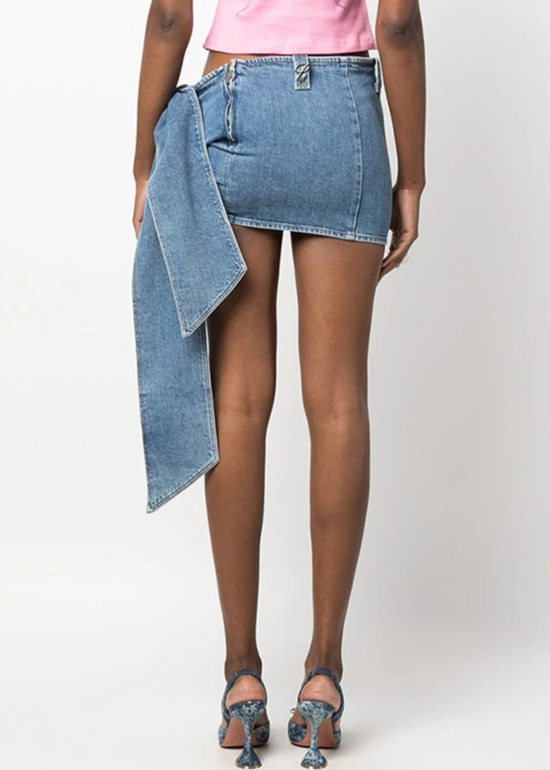 Sexy Blue Bow High Waist Denim Skirt Summer