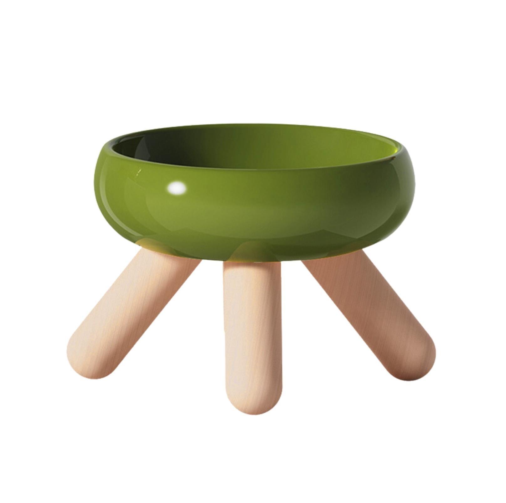 Gulu Ceramic Pet Food/Water Cat Bowls Small Dog Bowls with Wooden Stand