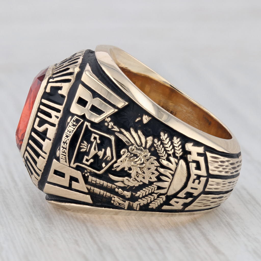 Virginia Polytechnic University Class Ring 10k Gold Lab Created Sapphire Diamond