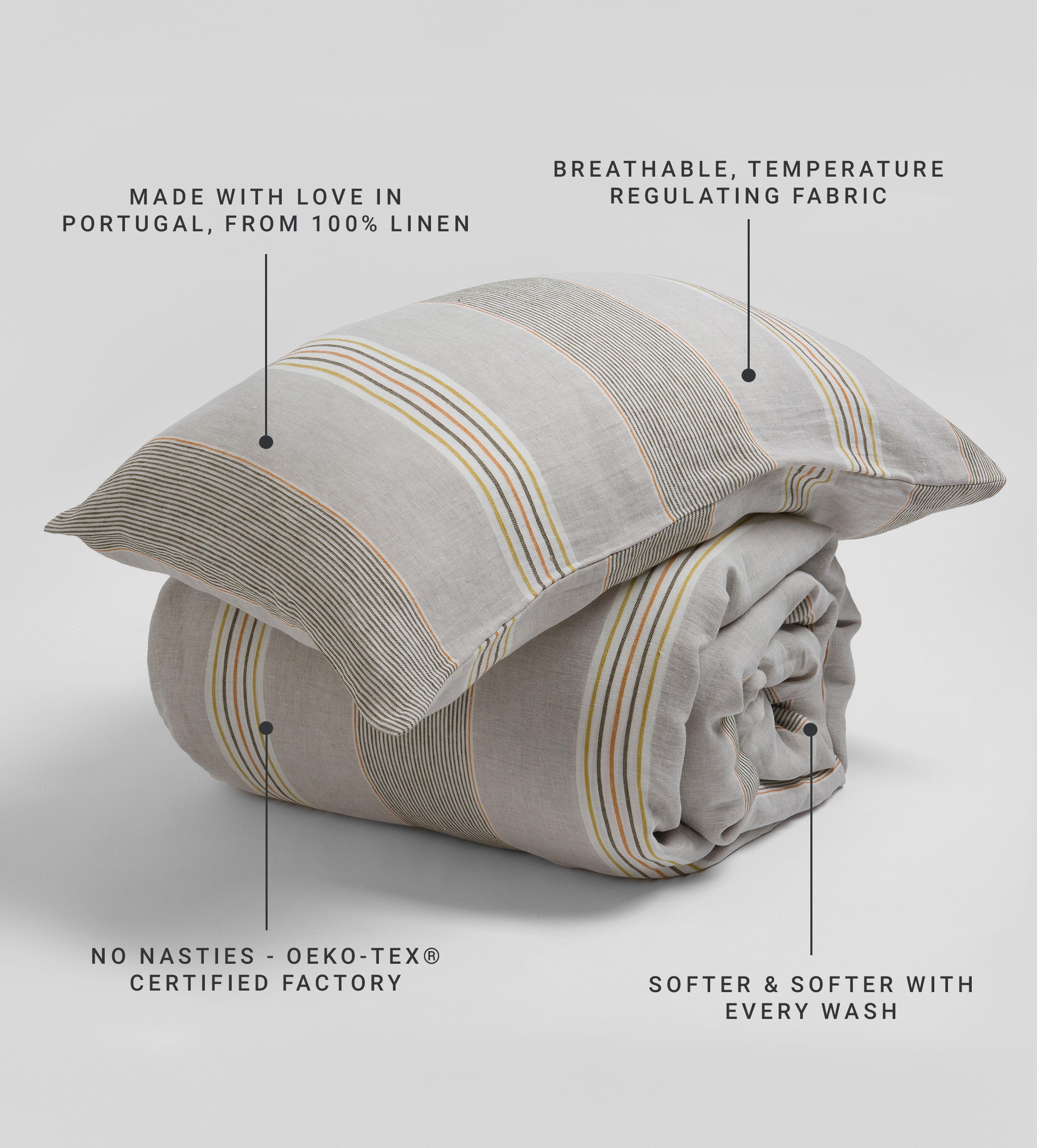 Sophie Stripe 100% Linen Duvet Cover
