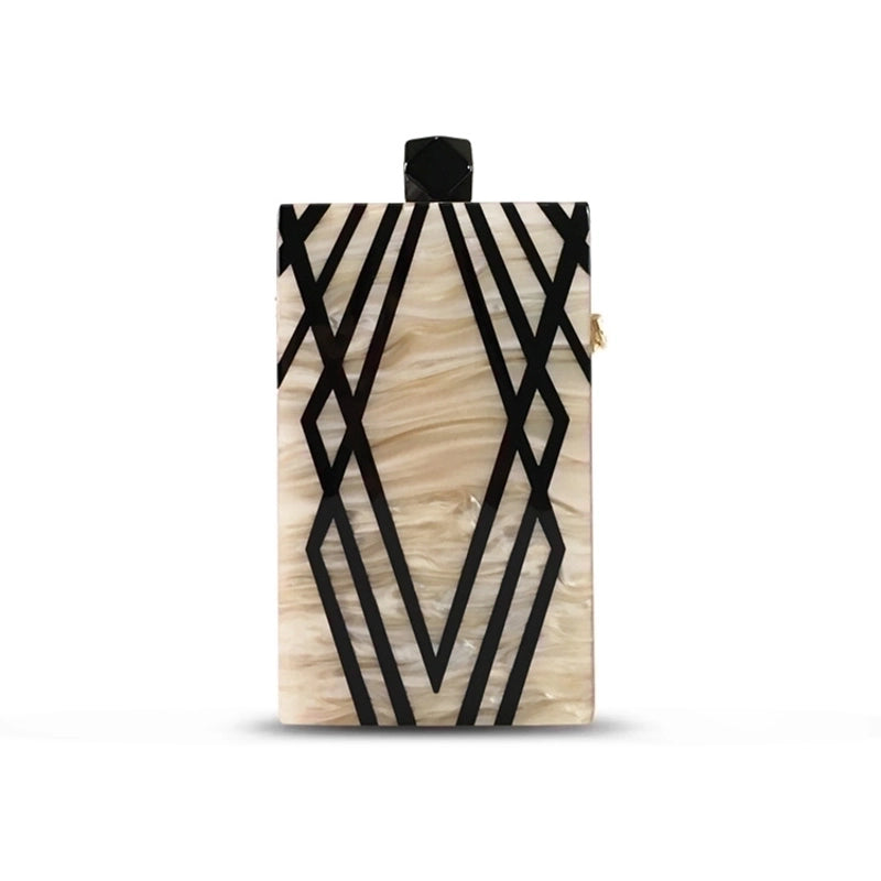 Champagne Coffee Pvc Polyester Stripe Square Evening Bags