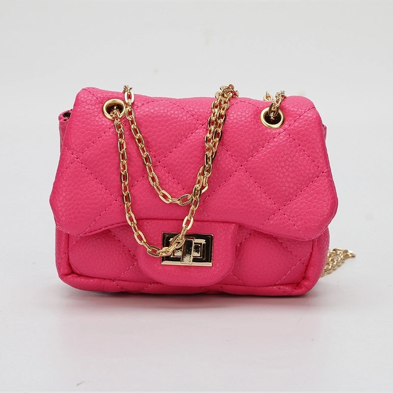 Women's Small Pu Leather Solid Color Streetwear Square Lock Clasp Crossbody Bag
