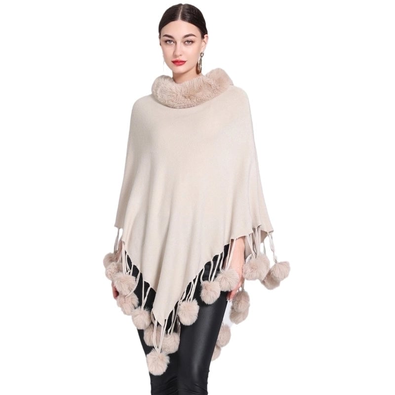 Women's Minimalist Solid Color Imitation Cashmere Polyester Tassel Shawl