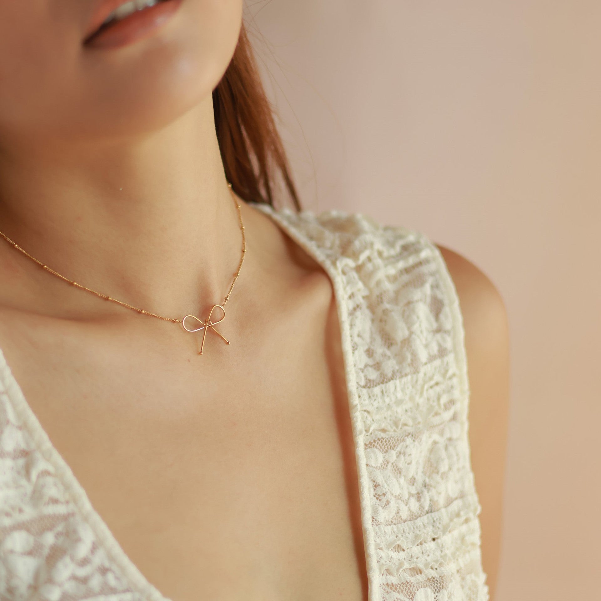 Cute Bowknot Titanium Steel Electroplating Necklaces