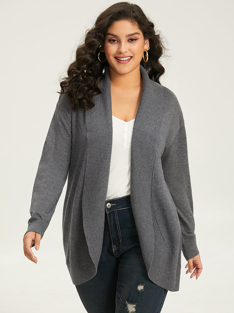 Supersoft Essentials Plain Texture Arc Hem Cardigan