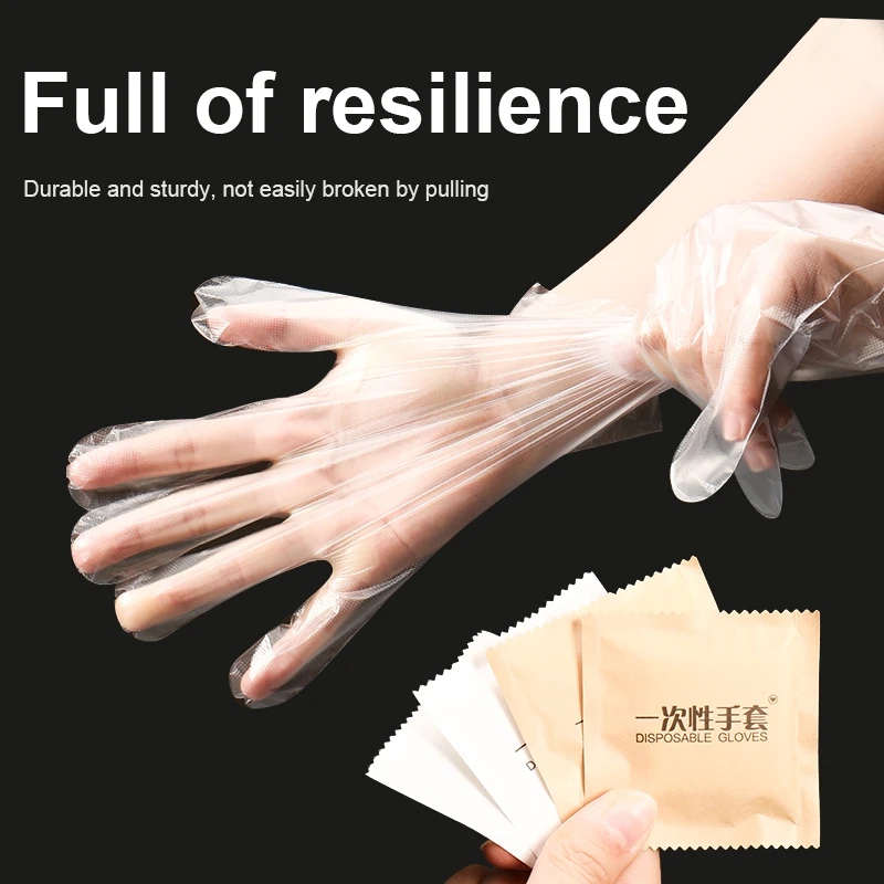 Household kitchen Food Compostable Transparent Customized Individually Packed PE Plastic Disposable Gloves