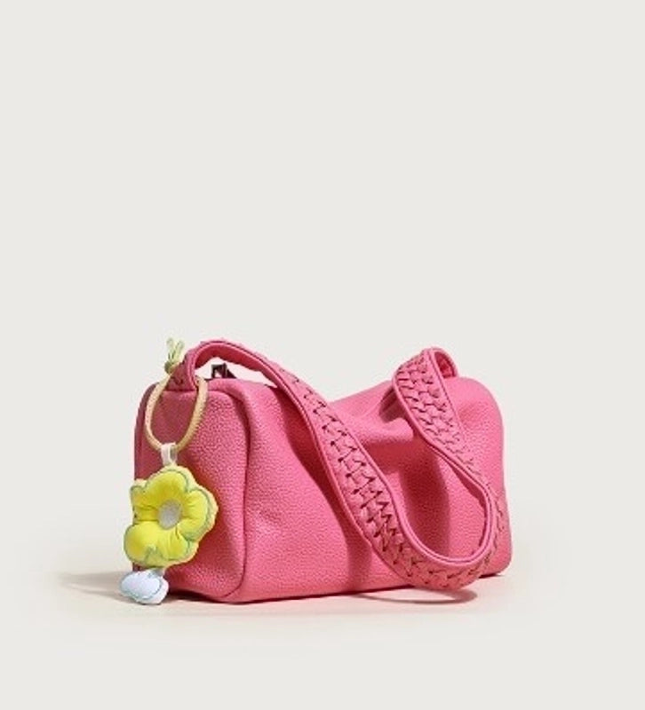 Women's Large Pu Leather Solid Color Flower Beach Zipper Crossbody Bag