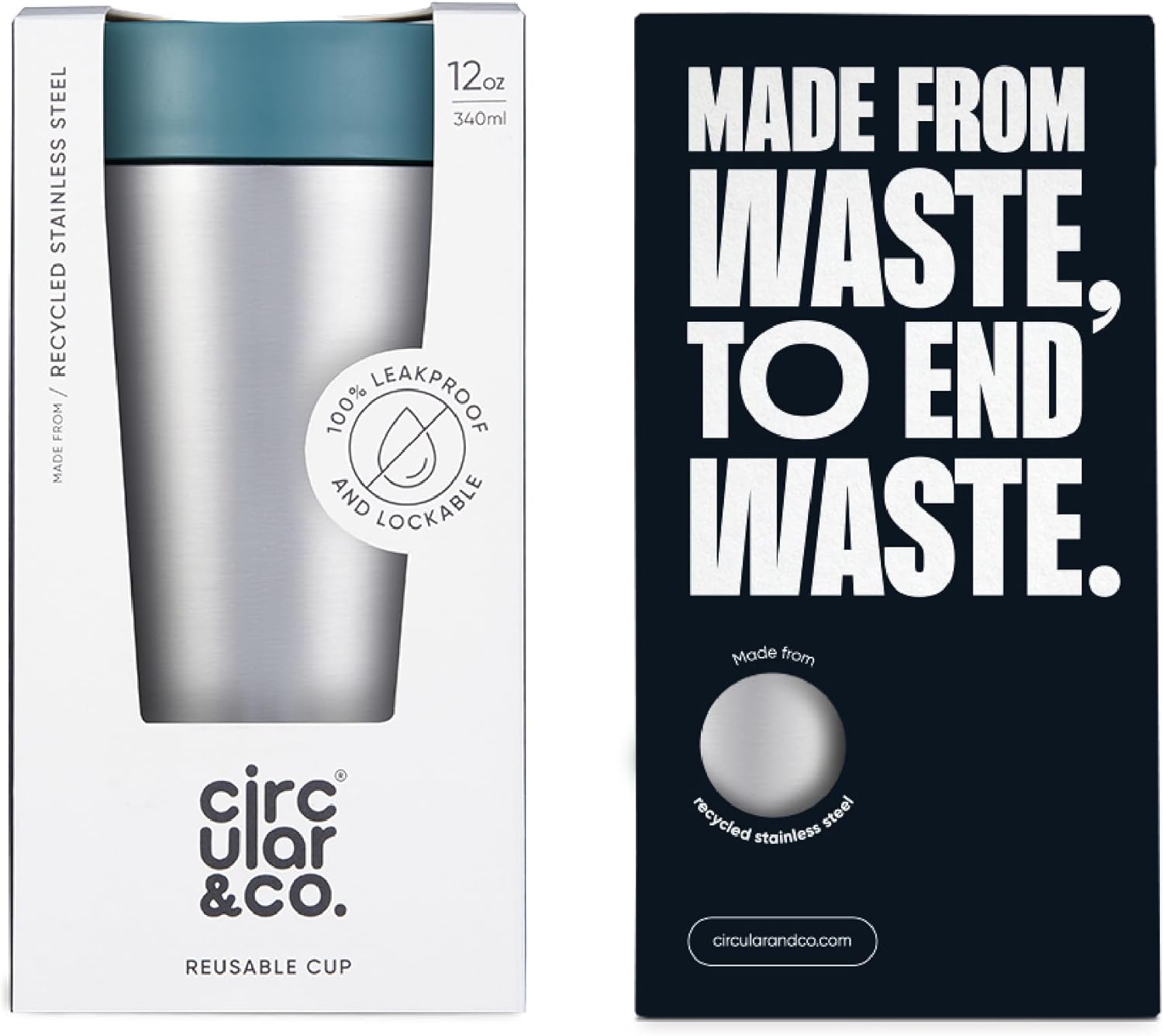 Circular & Co Thermal Stainless Steel Travel Mug - 8oz/227ml - Insulated Reusable Coffee Cup - 100% Leakproof & Lockable - 6 Hours Hot/Cold - Push Top, One Hand Open, 360 Drinking Coffee Tumbler