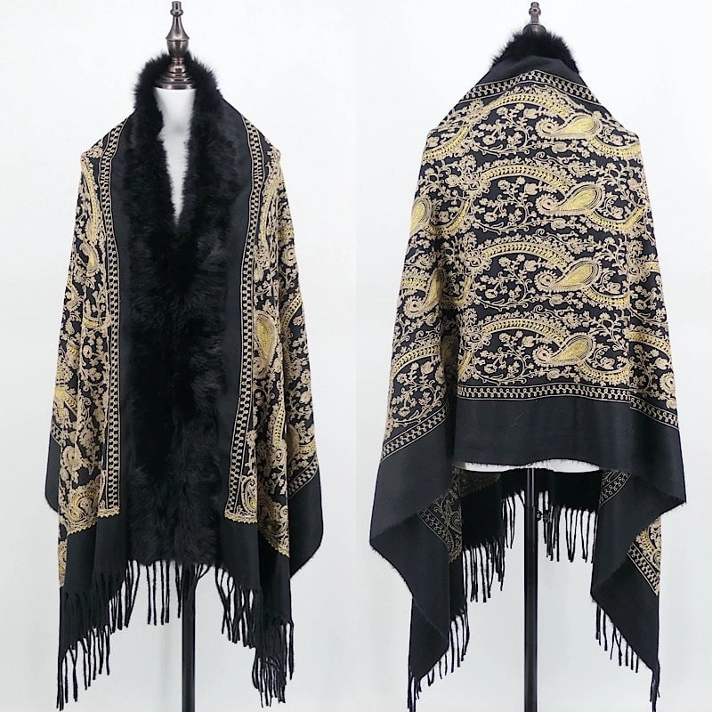 Women's Ethnic Style Flower Imitation Cashmere Tassel Shawl