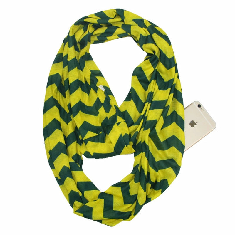 Pocket Scarf Scarf Women Fish Bone Zipper Storage Pocket Scarf Infinity Scarf