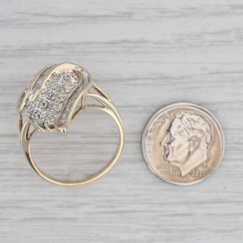 0.17ctw Diamond Cluster Ring 10k Yellow Gold Size 9.5