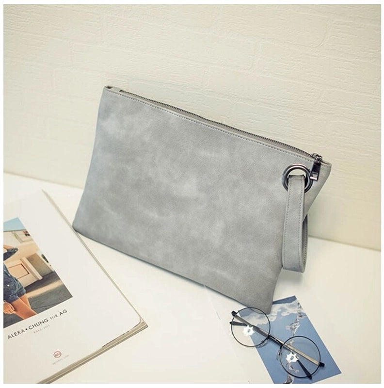 Women's Medium Autumn&winter Pu Leather Solid Color Basic Square Hook Loop Clutch Bag