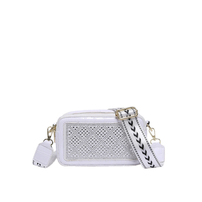 Women's Small Pu Leather Argyle Elegant Square Zipper Crossbody Bag