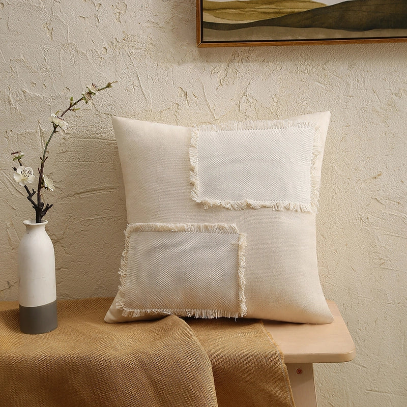 Casual Pastoral Stripe Solid Color Polyester Pillow Cases