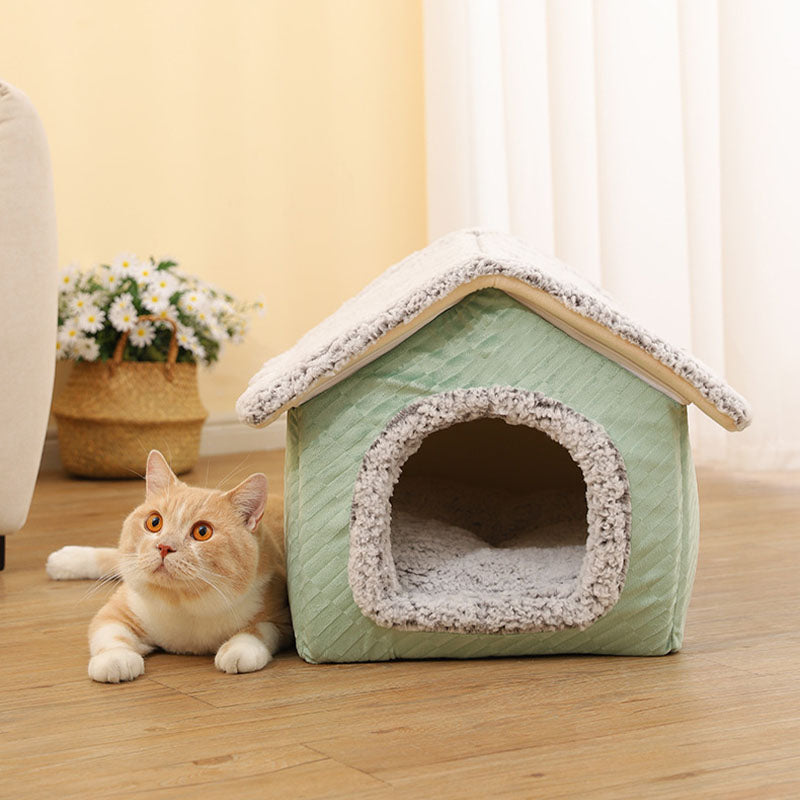 Cosy Sherpa Fleece Enclosed Cat House & Square Dog Bed