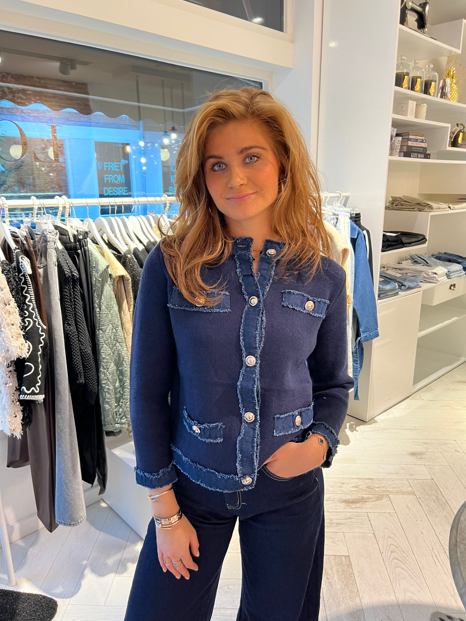 Zara Cardigan Denim Navy