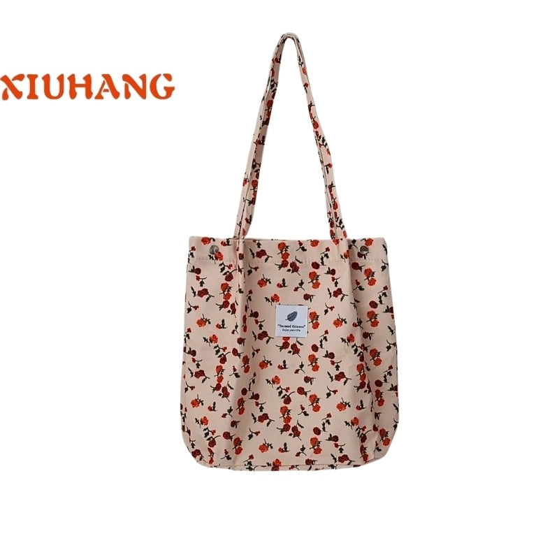 Women's Streetwear Solid Color Canvas Shopping Bags