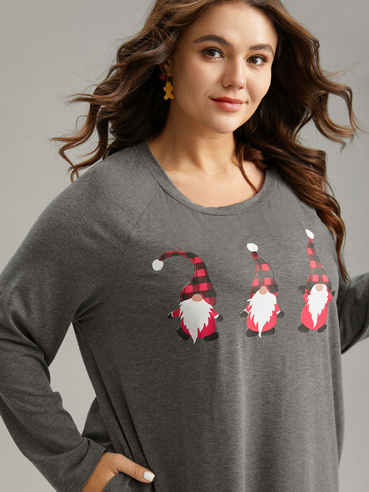 Santa Claus Print Long Sleeve T-shirt