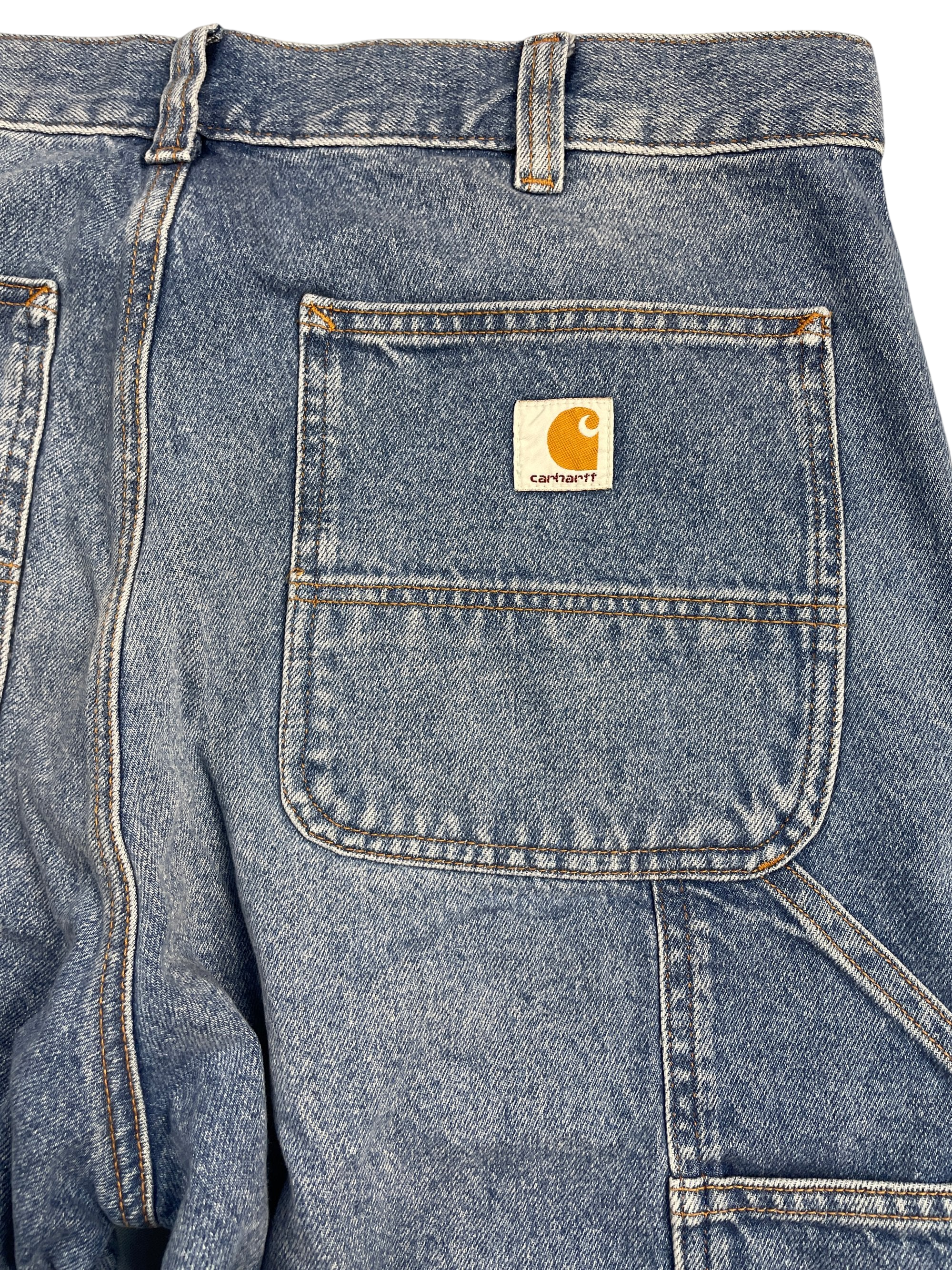 Carhartt Light Wash Denim Workwear Loose Fit Cargo Jeans